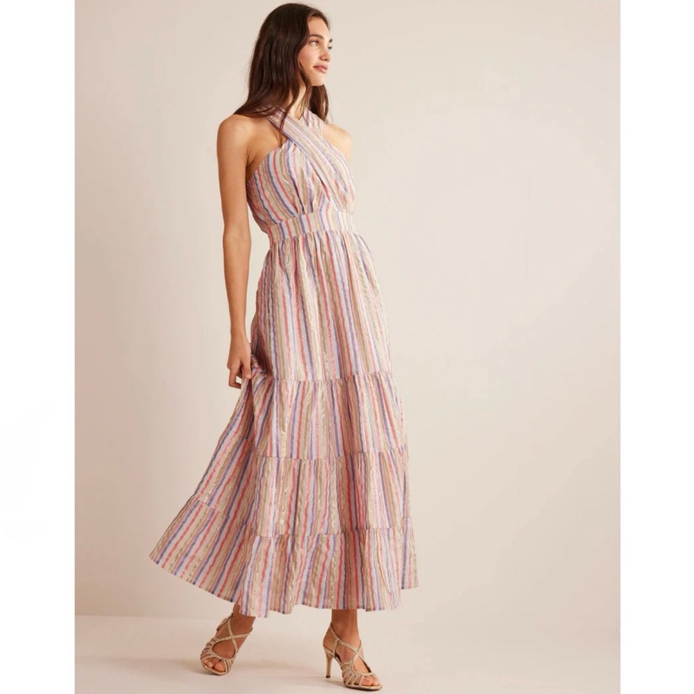 NWT! - Boden Metallic Crossover Stripe Maxi Dress Sz 8P